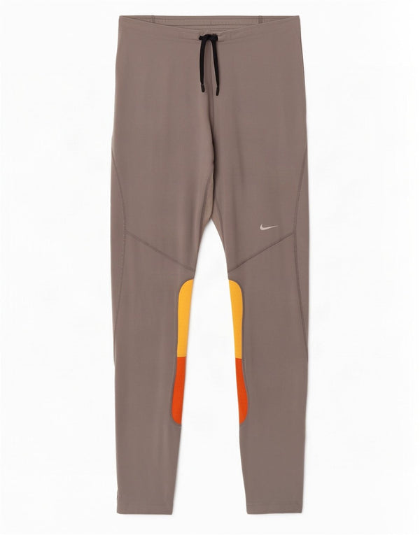 Женские леггинсы Nike Dri Fit UK 39/41, средний серый полиэстер с цветными блоками