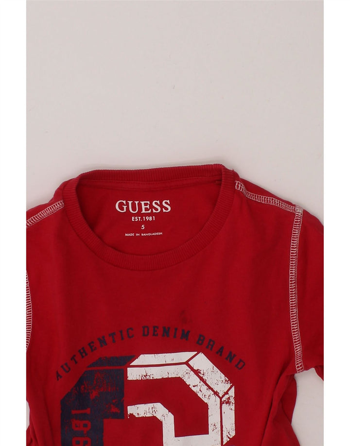 GUESS Boys Graphic T-Shirt Top 4-5 Years Red Vintage Guess and Second-Hand Guess from Messina Hembry 