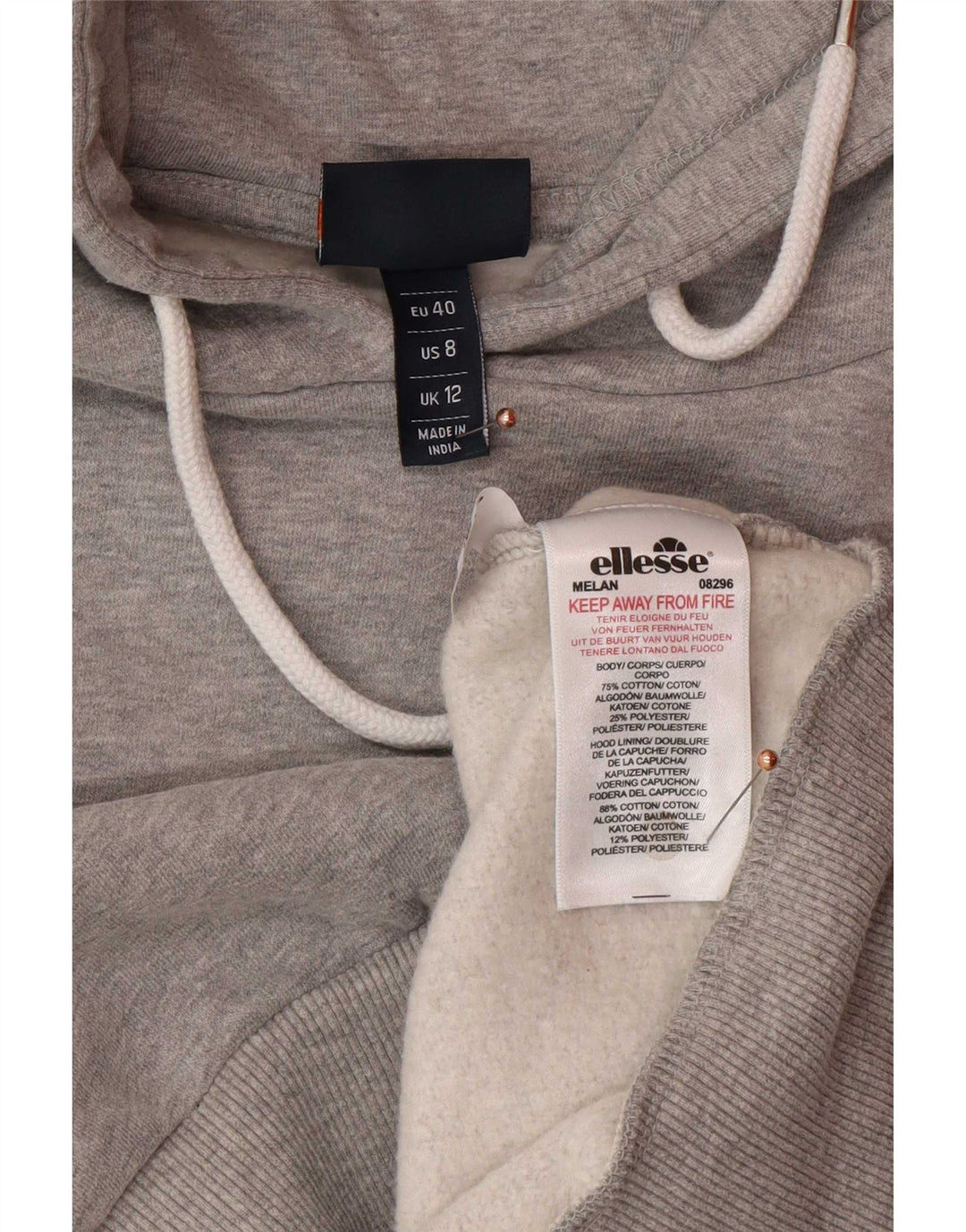 Женский укороченный джемпер с капюшоном Ellesse Oversized с рисунком UK 12, средний серый цвет