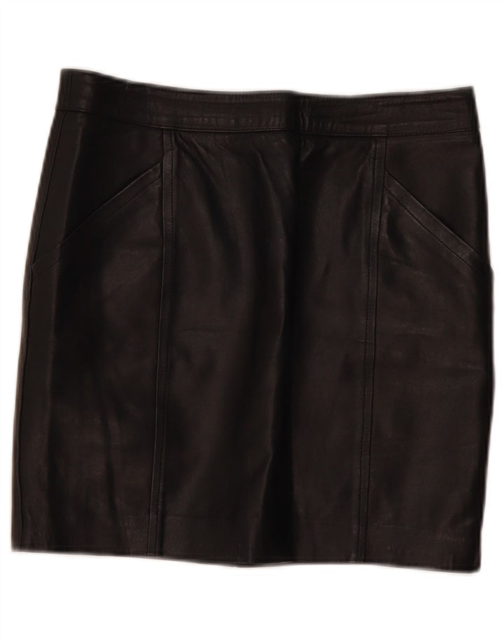 Винтажная женская мини-кожаная юбка W30, средний черный