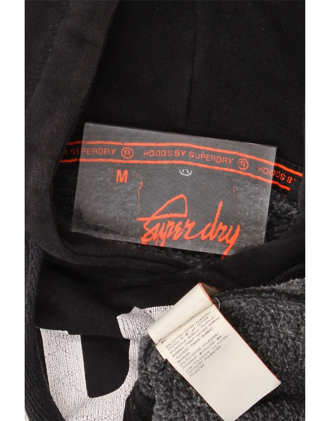 Мужской джемпер с капюшоном Superdry, черный, хлопковый, среднего размера
