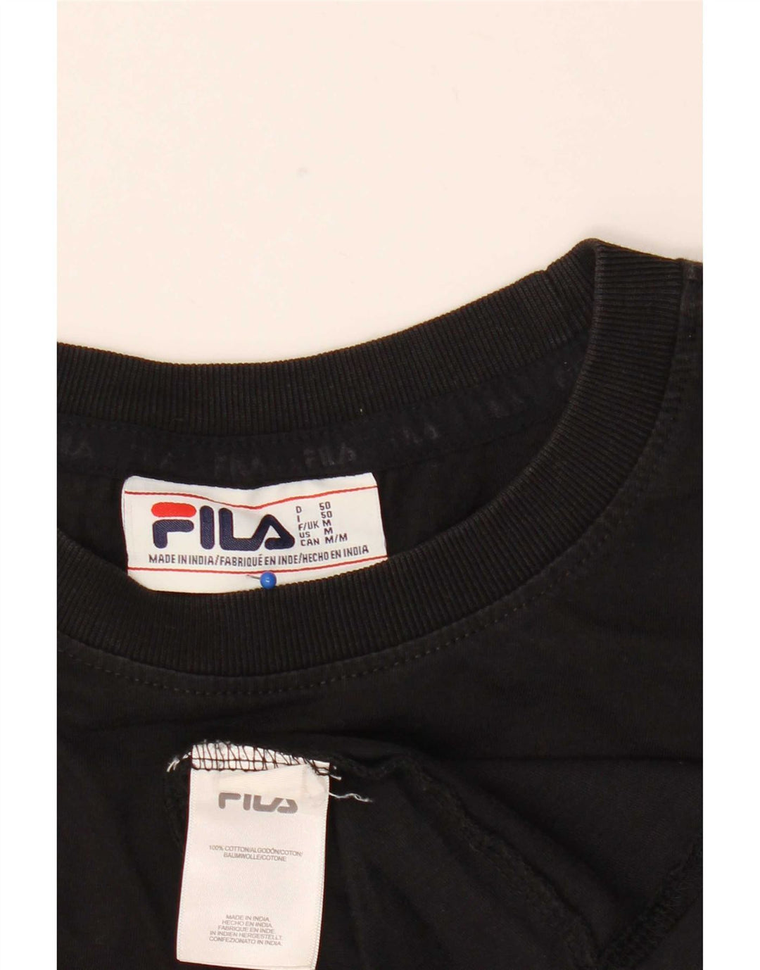 Fila Мужская футболка с рисунком Топ среднего размера, черный хлопок