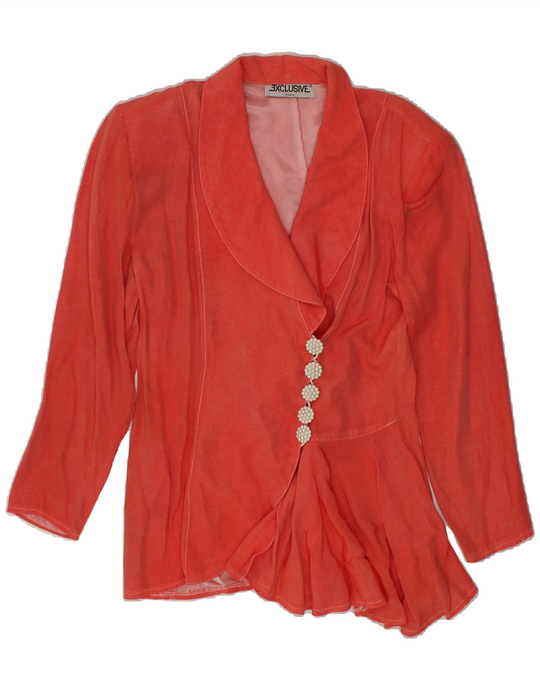 VINTAGE Womens Asymetric 4 Button Blazer Jacket UK 10 Small Red Viscose Vintage Vintage and Second-Hand Vintage from Messina Hembry 