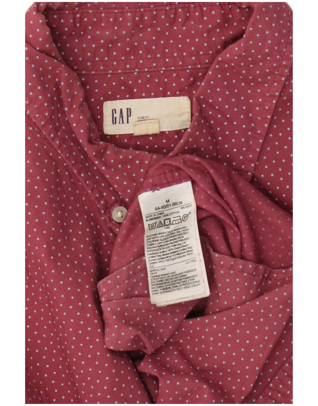 Мужская рубашка приталенного кроя Gap, средний бордовый хлопок в горошек
