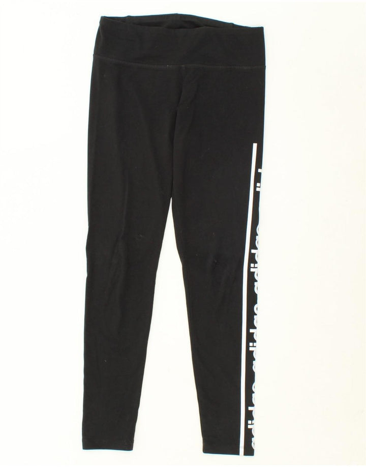 ADIDAS Womens Climalite Graphic Leggings UK 8/10 Small Black Vintage Adidas and Second-Hand Adidas from Messina Hembry 
