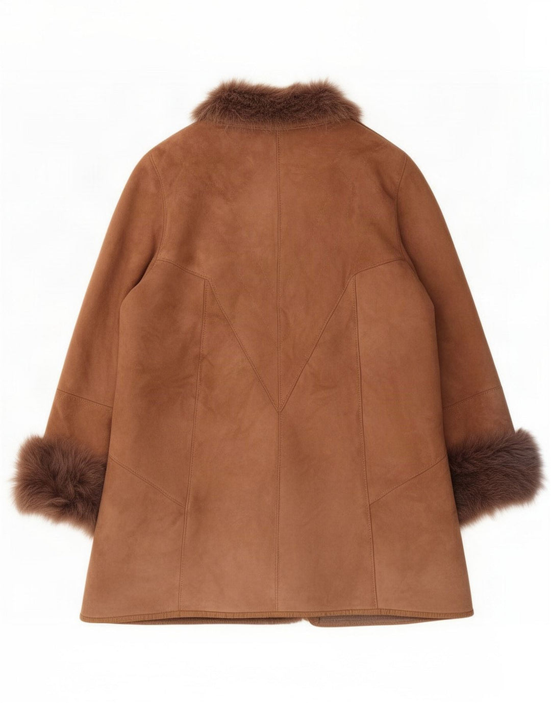 Винтажная женская дубленка оверсайз IT 44 Medium Brown Leather