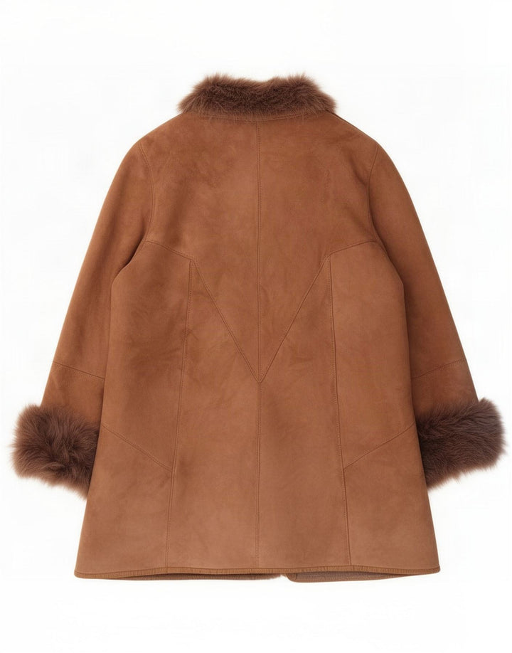 Винтажная женская дубленка оверсайз IT 44 Medium Brown Leather