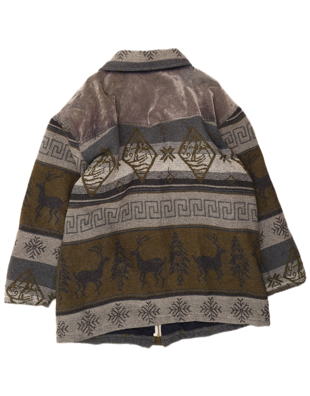 Винтажная мужская дафлкот куртка UK 40, большая серая шерсть Fair Isle