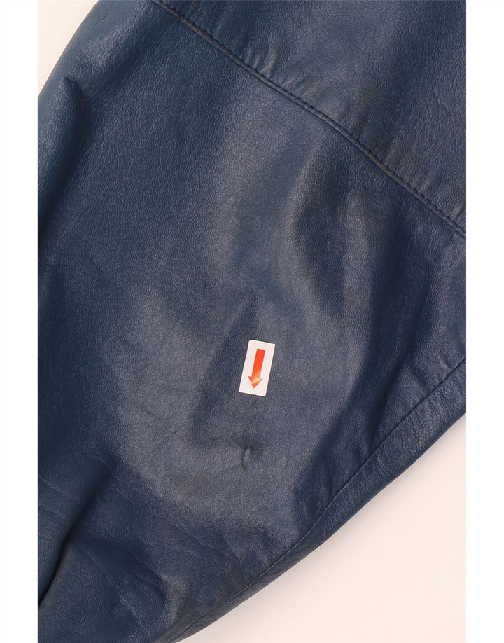 Мужская кожаная куртка в стиле милитари VINTAGE IT 52 XL синяя кожаная