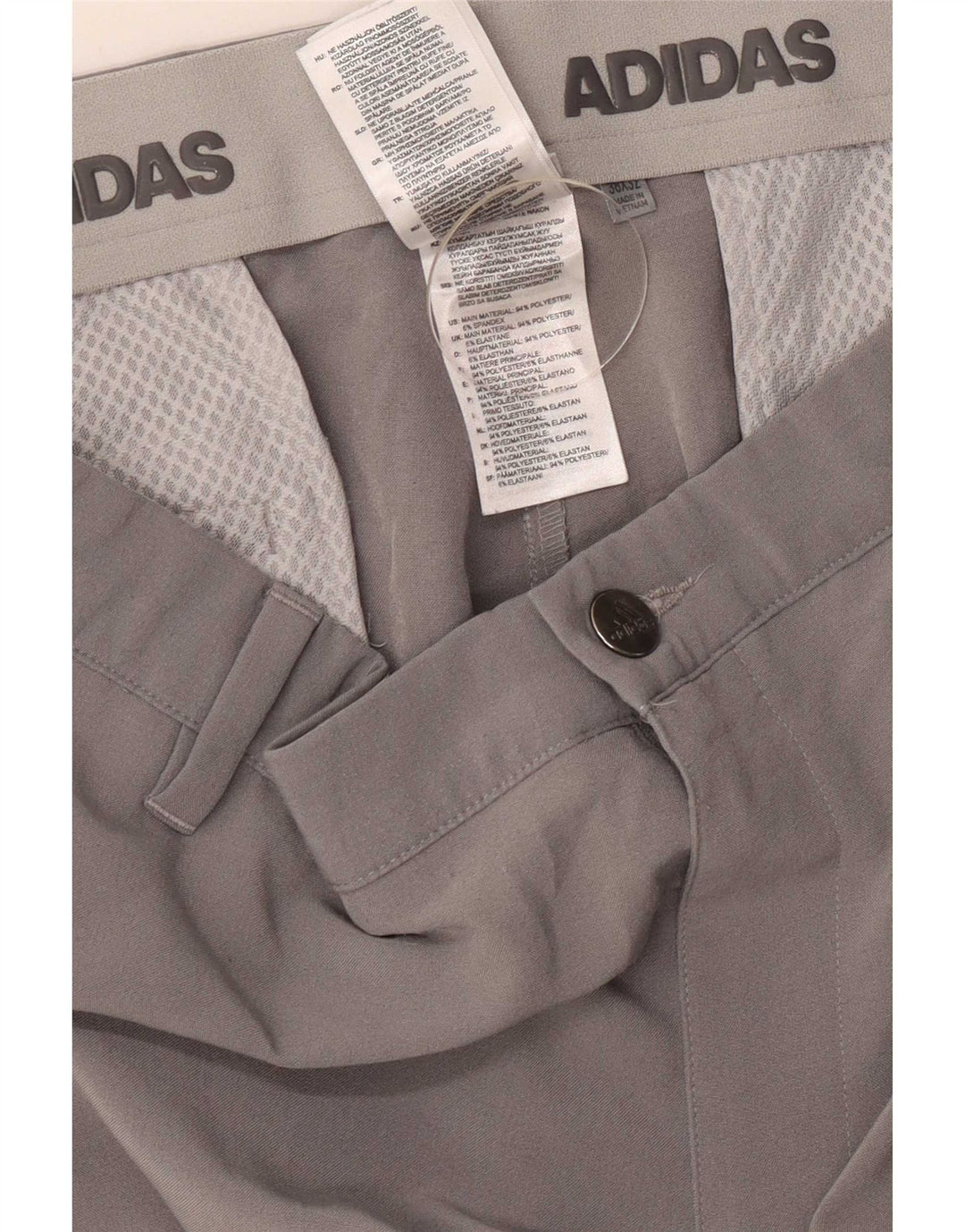 Мужские прямые брюки-чиносы Adidas W38 L32, серый полиэстер