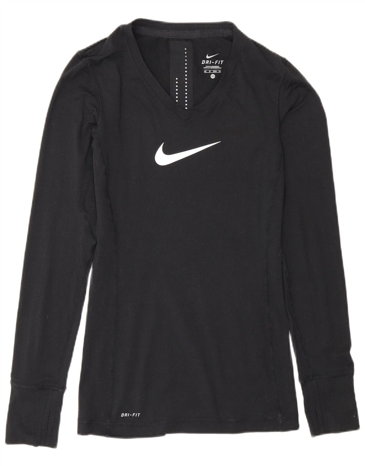 Мужской топ с рисунком Nike Dri Fit с длинным рукавом XS, черный полиэстер
