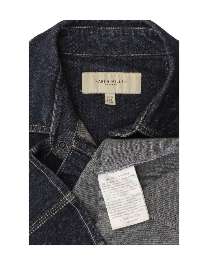 Женская джинсовая рубашка в стиле милитари KAREN MILLEN, Великобритания, 10 маленьких размеров, синяя, хлопок
