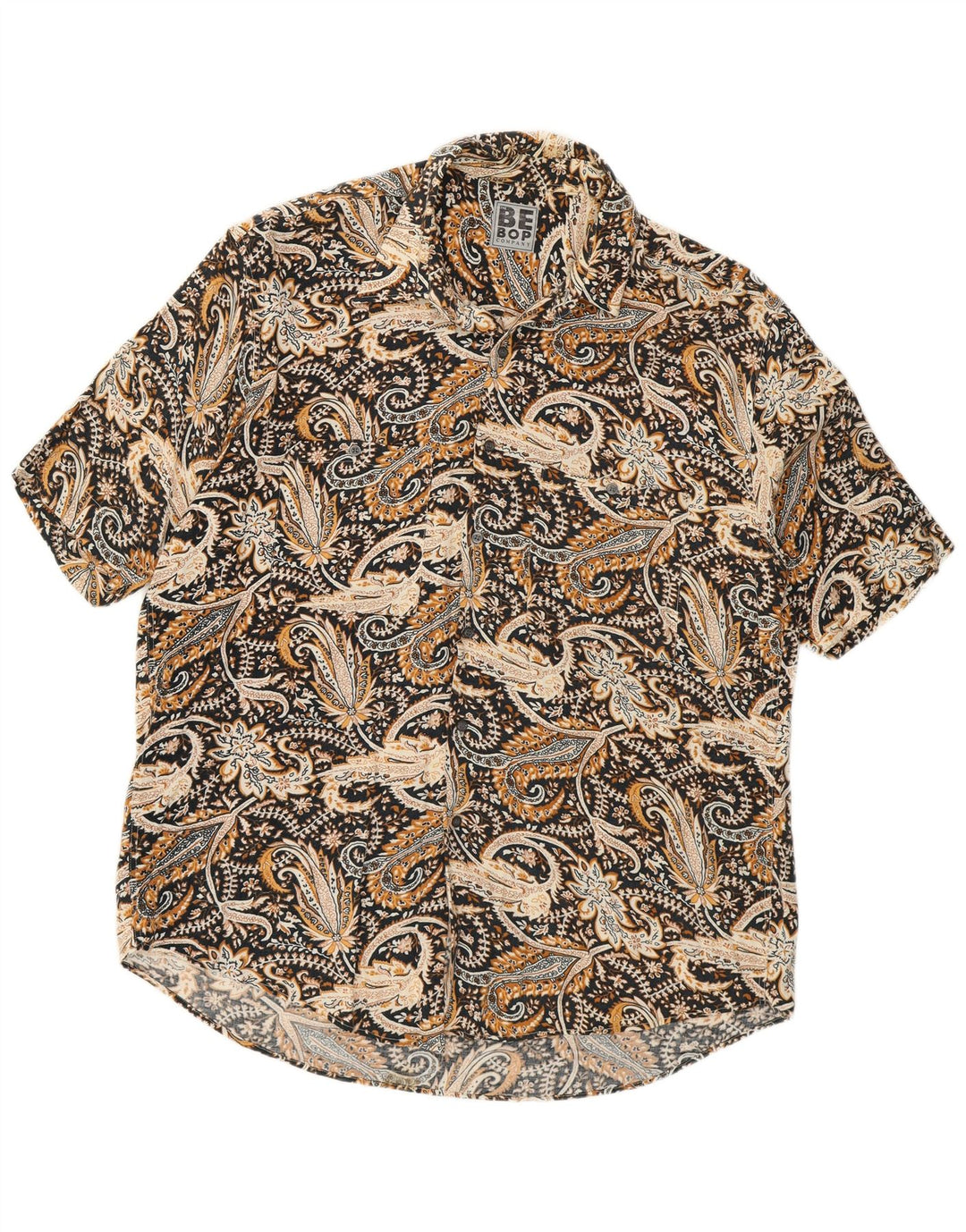 Винтажная мужская рубашка с коротким рукавом, большая черная, с узором пейсли
