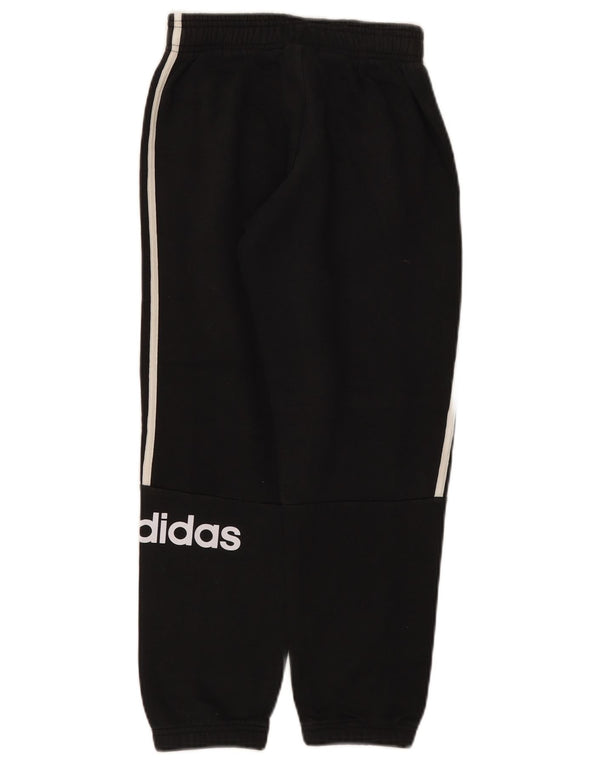 Adidas Boys Graphic Tracksuit Trousers Joggers 9-10 Years Black Cotton