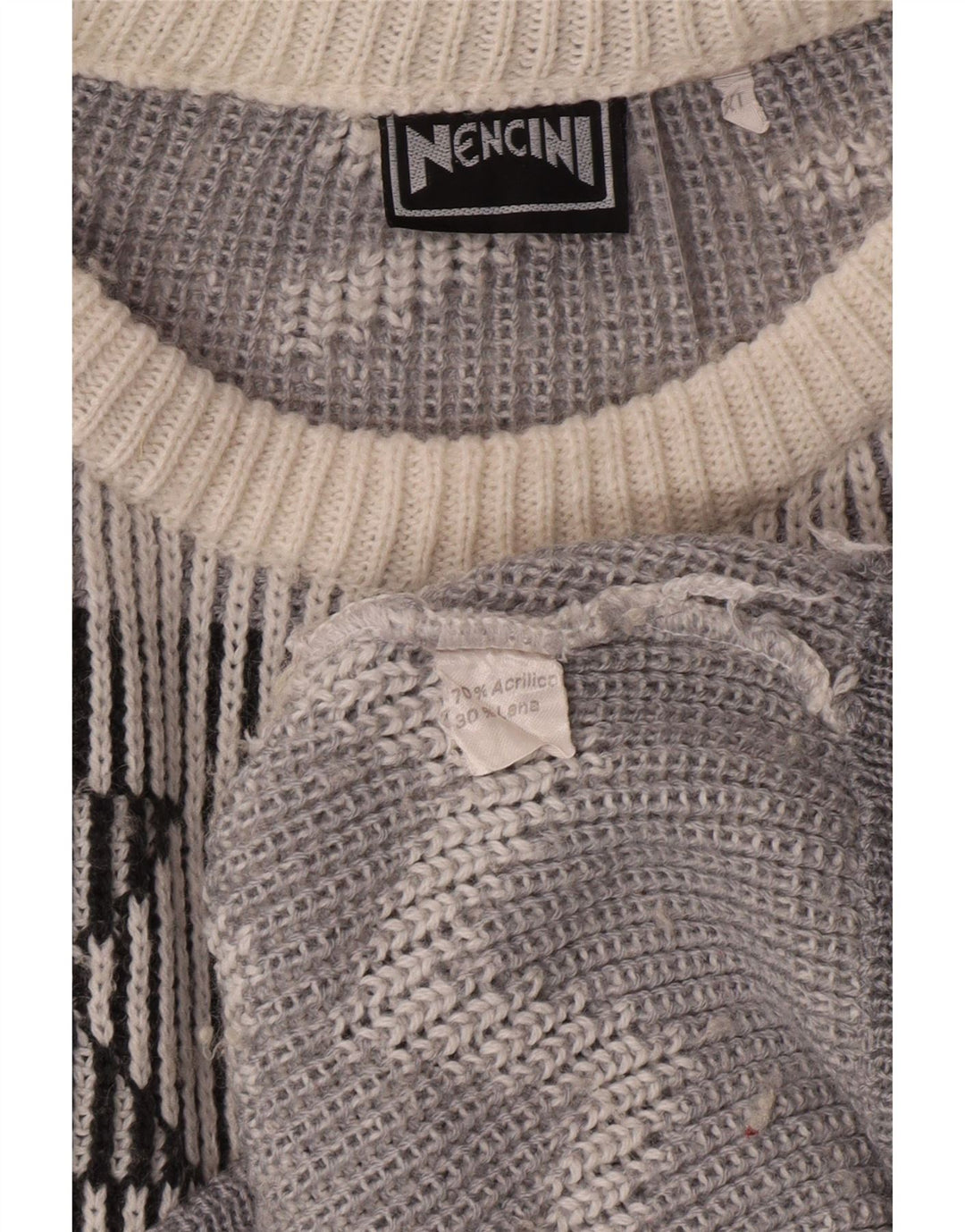 ВИНТАЖНЫЙ мужской свитер с вырезом «лодочка» XL Off White Fair Isle Classic