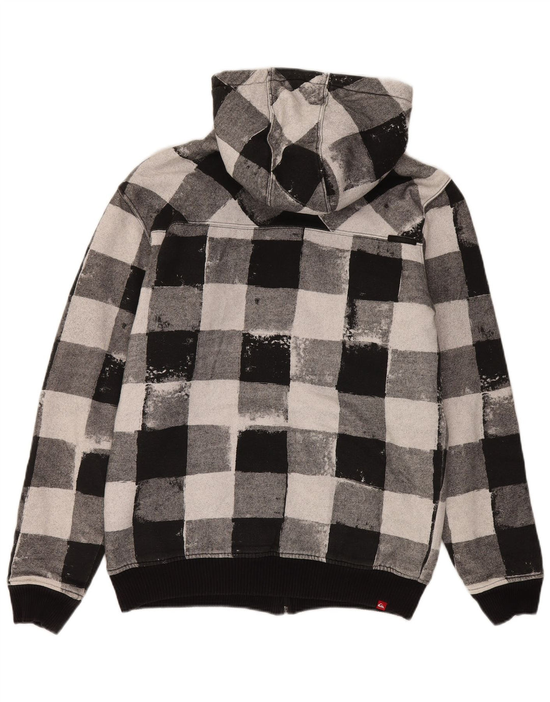 Quiksilver Мужской свитер с капюшоном на молнии, средний черный, хлопок в мелкую клетку