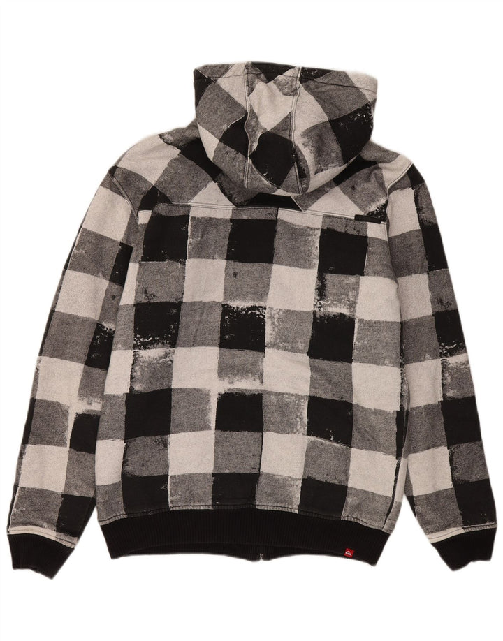 Quiksilver Мужской свитер с капюшоном на молнии, средний черный, хлопок в мелкую клетку