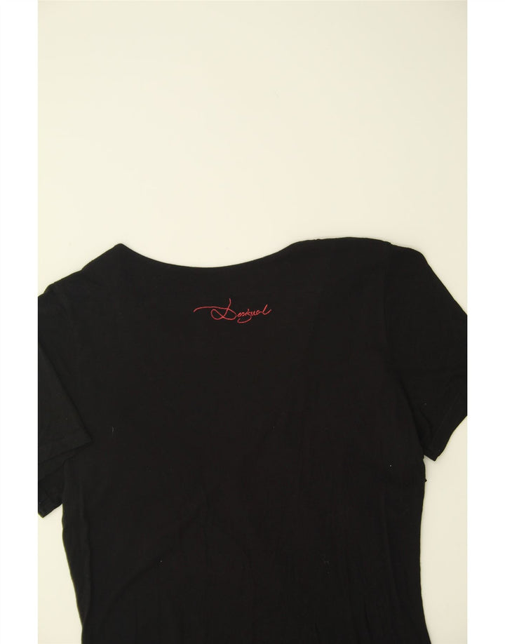 DESIGUAL Womens T-Shirt Top UK 12 Medium Black Vintage Desigual and Second-Hand Desigual from Messina Hembry 