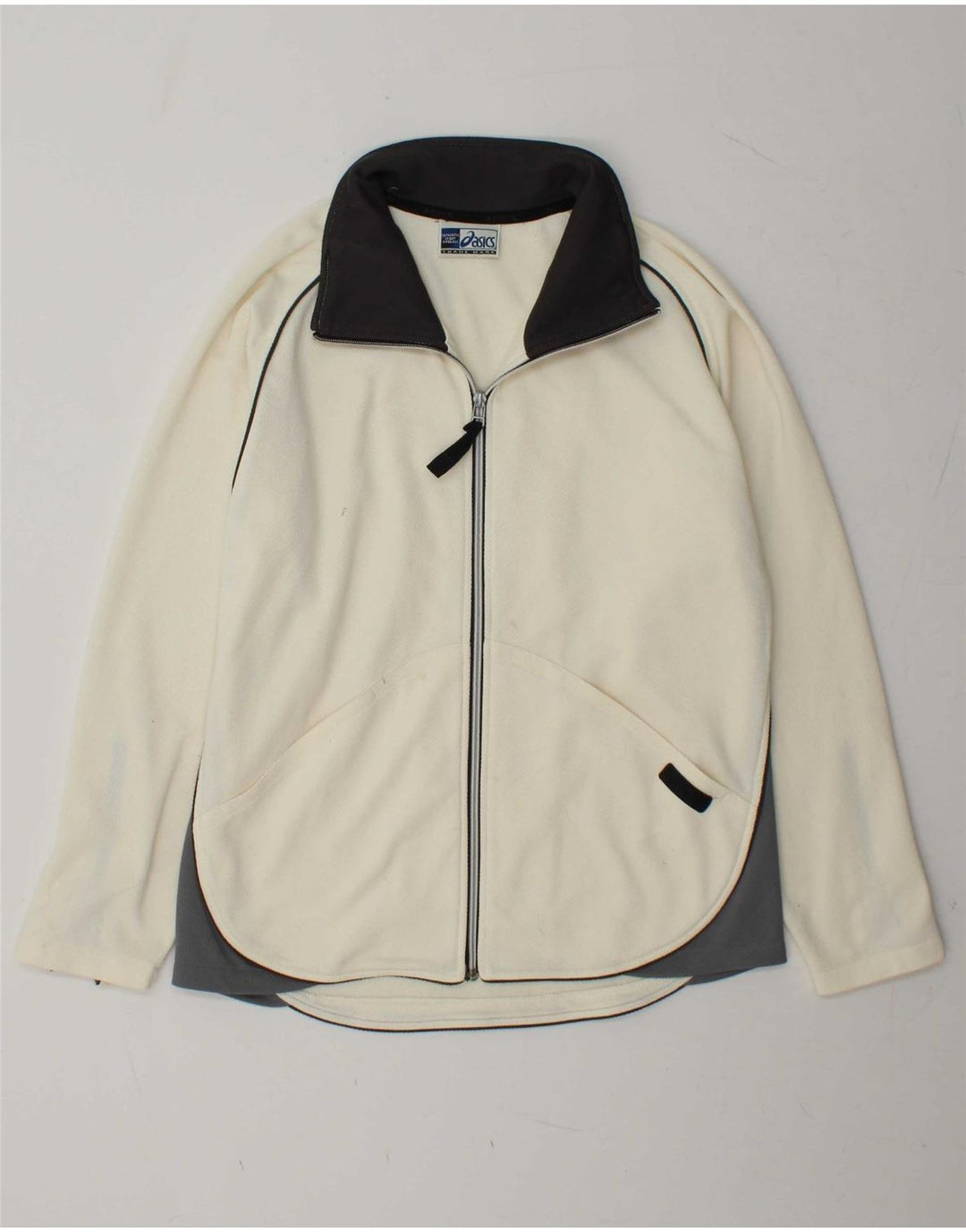 ASICS Womens Tracksuit Top Jacket UK 16 Large White Colourblock