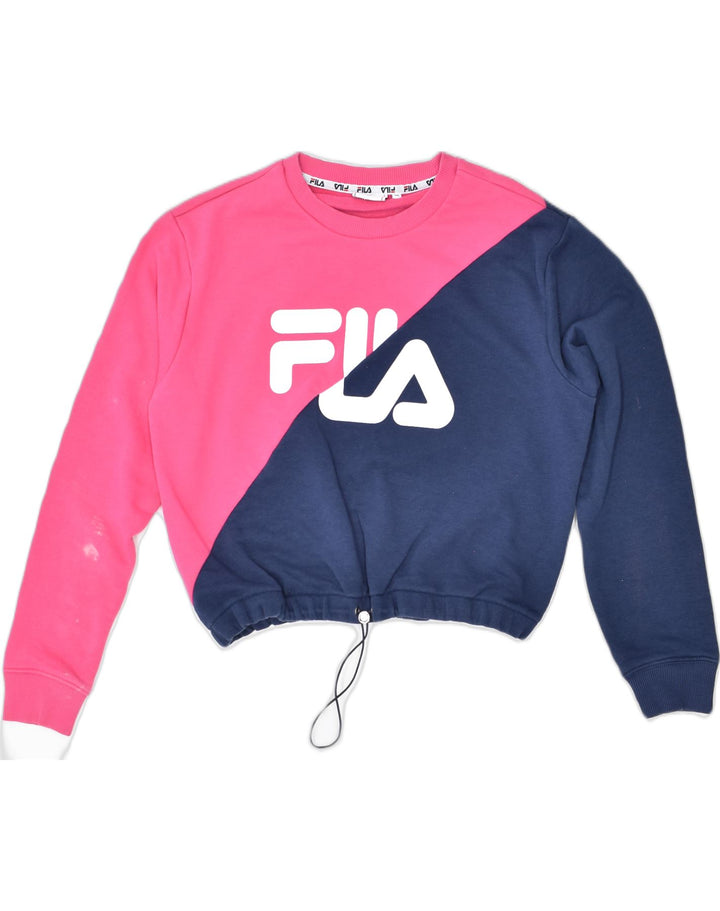FILA Womens Graphic Sweatshirt Jumper UK 14 Medium Multicoloured | Vintage Fila | Thrift | Second-Hand Fila | Used Clothing | Messina Hembry 