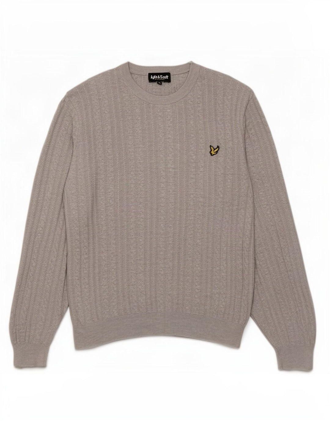 Мужской джемпер с круглым вырезом Lyle & Scott, большой серый хлопковый свитер