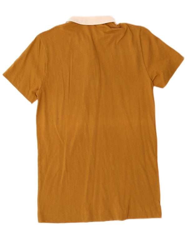 Женская рубашка-поло BENETTON UK 6 XS коричневая, хлопок с цветными блоками