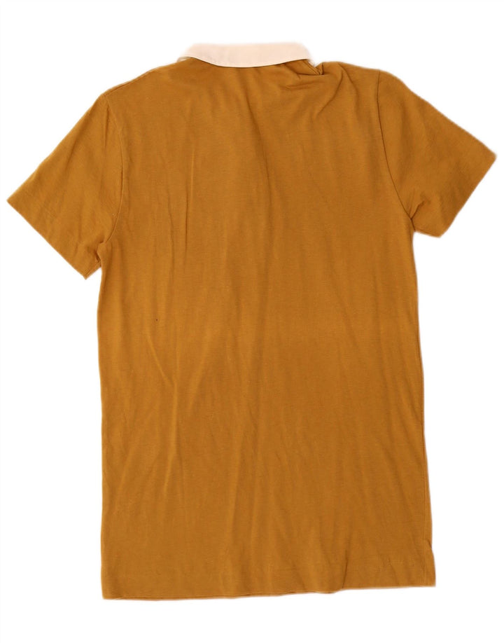 Женская рубашка-поло BENETTON UK 6 XS коричневая, хлопок с цветными блоками