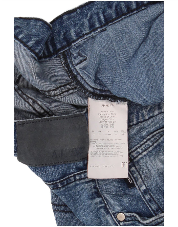 Мужские прямые джинсы Armani W33 L34 синие, хлопок