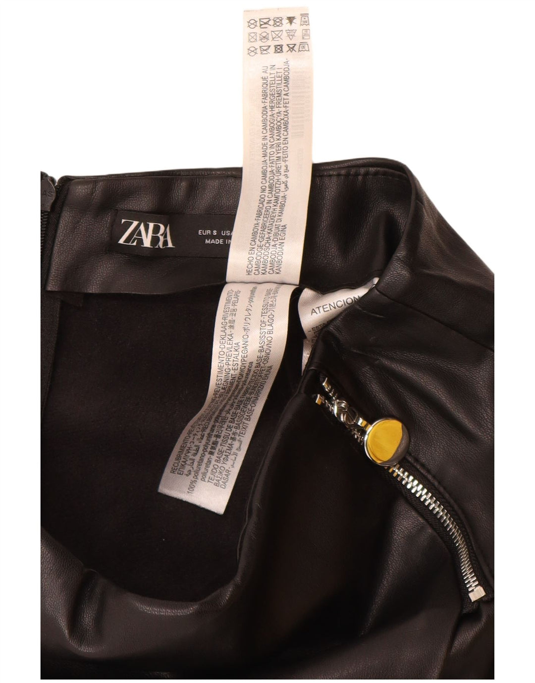 Женские повседневные шорты из искусственной кожи ZARA, маленькие W26, черные, из полиуретана