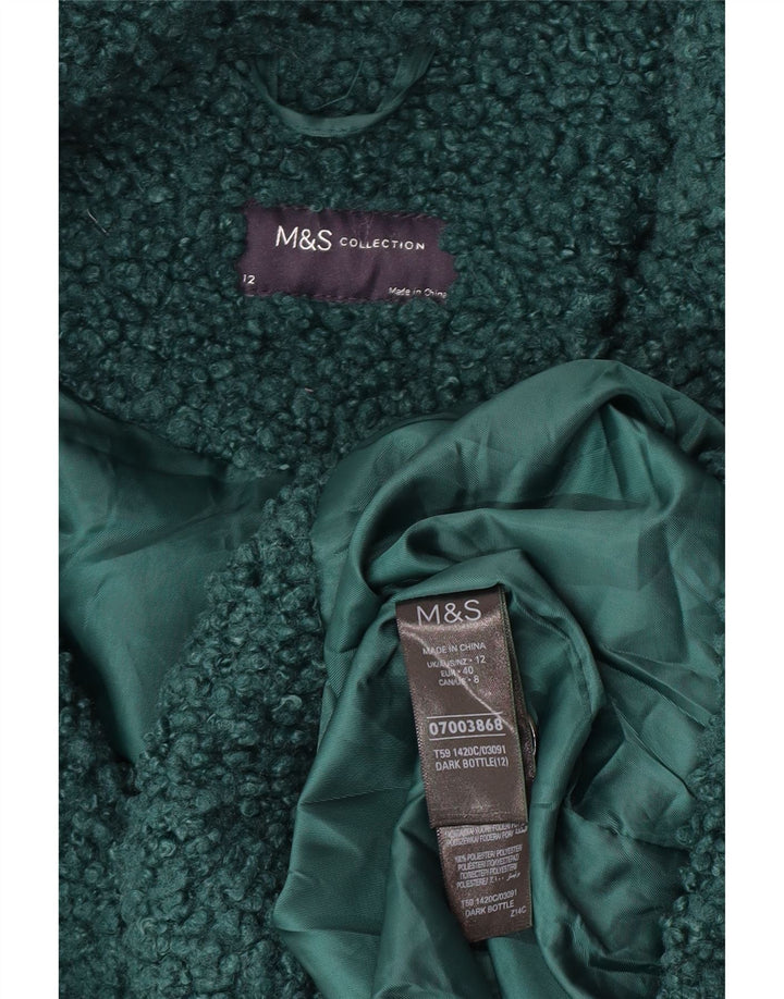 Женское флисовое пальто Marks & Spencer UK 12, средний зеленый полиэстер