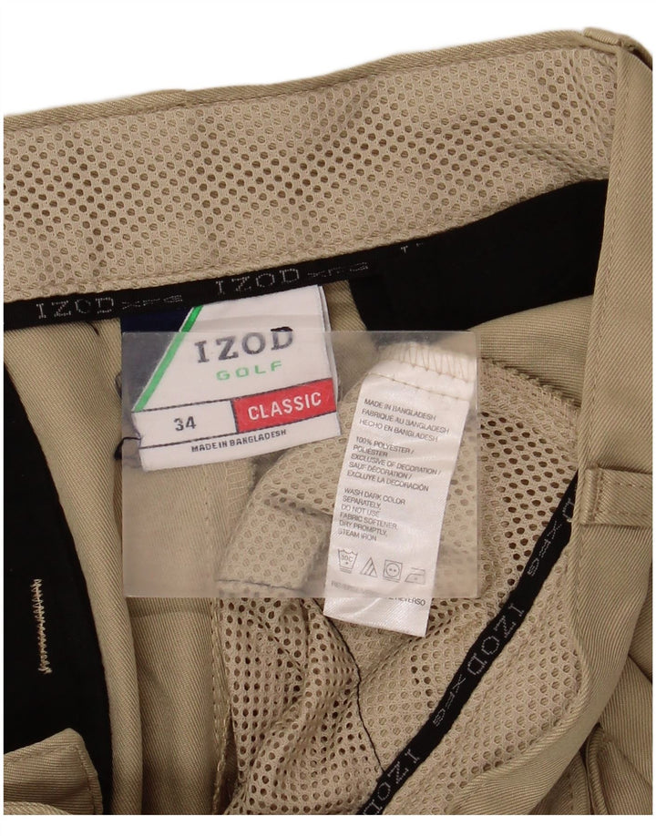 Izod Мужские шорты карго классического кроя W34, большие, цвета хаки, полиэстер