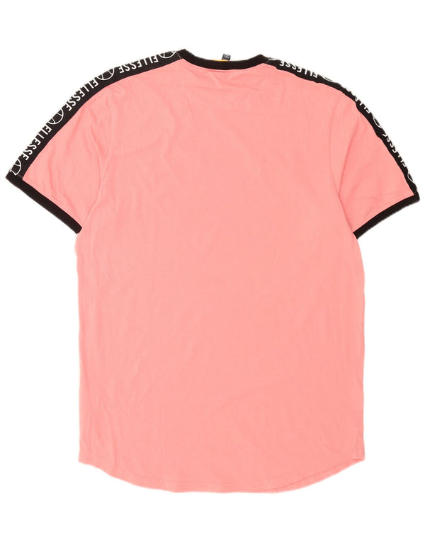 Мужская футболка Ellesse с рисунком, топ 2XL, розовый хлопок с цветными блоками