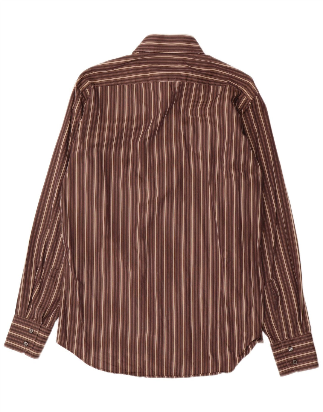 Мужская рубашка Hugo Boss, размер 39 15/2, хлопковая полоска среднего коричневого цвета