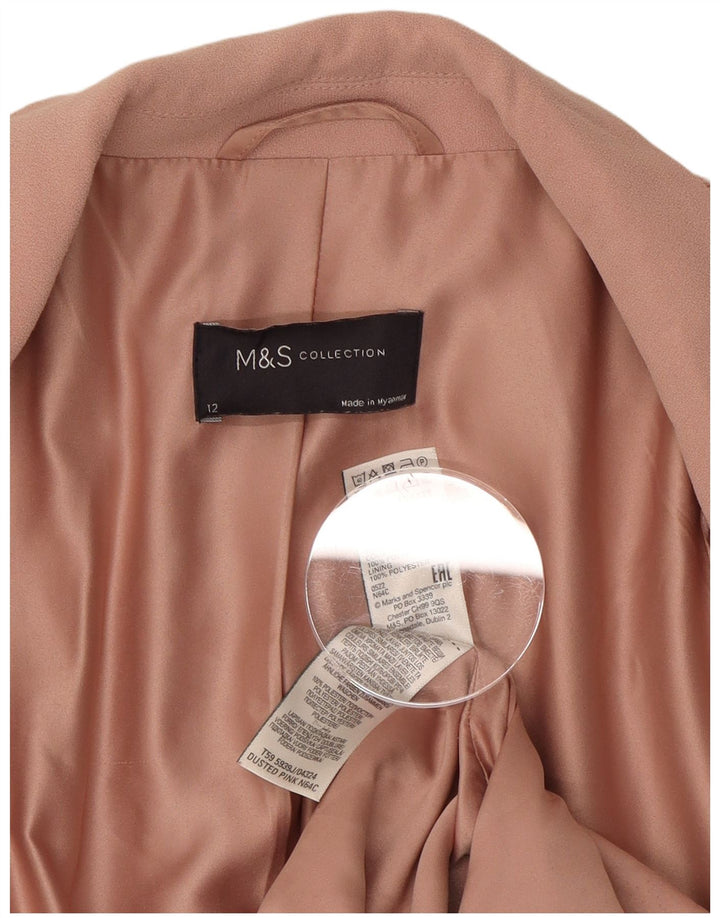 Женский открытый пиджак Marks & Spencer UK 12, полиэстер среднего розового цвета