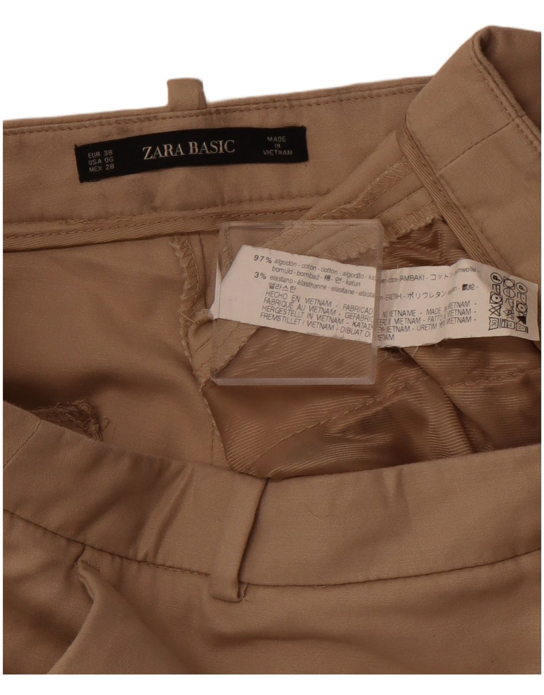 Женские базовые зауженные брюки-чиносы ZARA, размер ЕС 38, маленький W28 L25, коричневый хлопок
