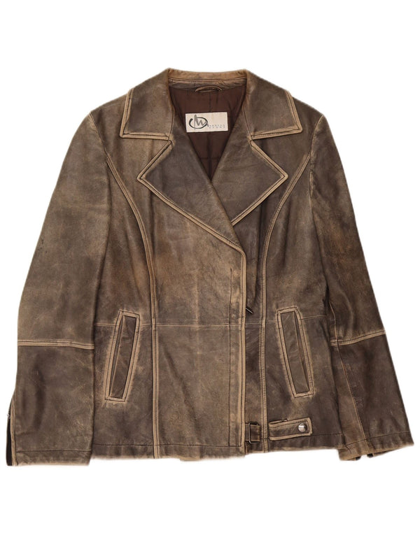Женская кожаная косуха Marella Acid Wash UK 12, средний серый спортивный цвет