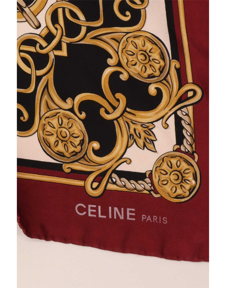 Женский квадратный шарф Celine, один размер, бордовый с животным принтом