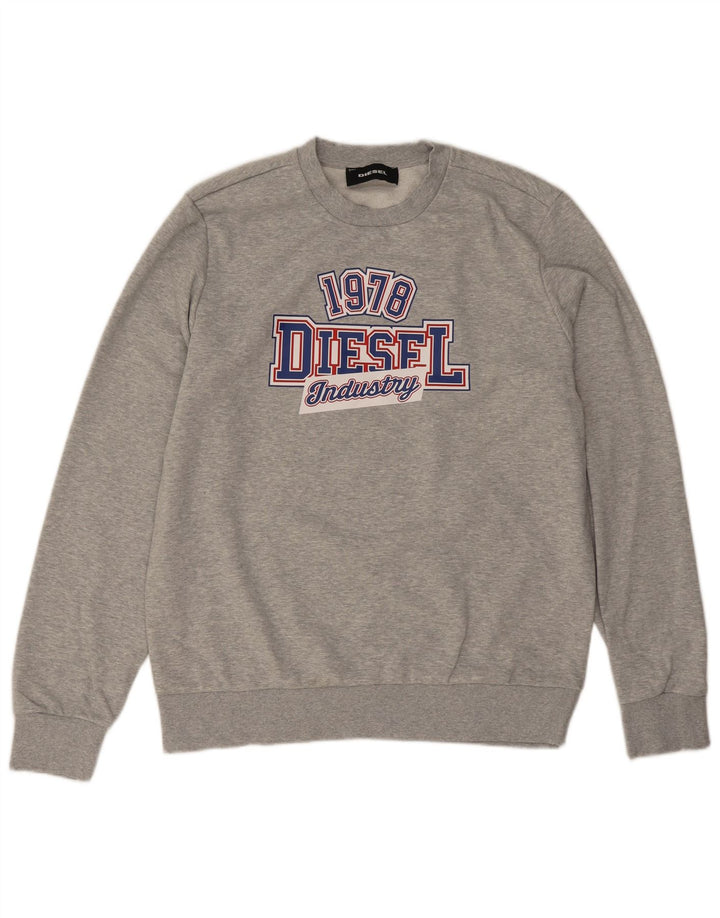 Мужской свитшот с рисунком Diesel, большой серый хлопковый джемпер в крапинку