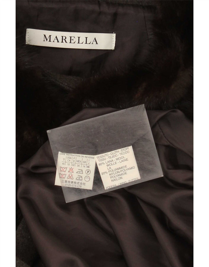 Женское пальто свободного кроя Marella UK 14, большое, серое, шерстяное
