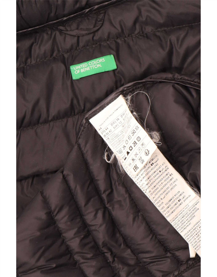 Женская стеганая куртка Benetton UK 12, средний черный нейлон