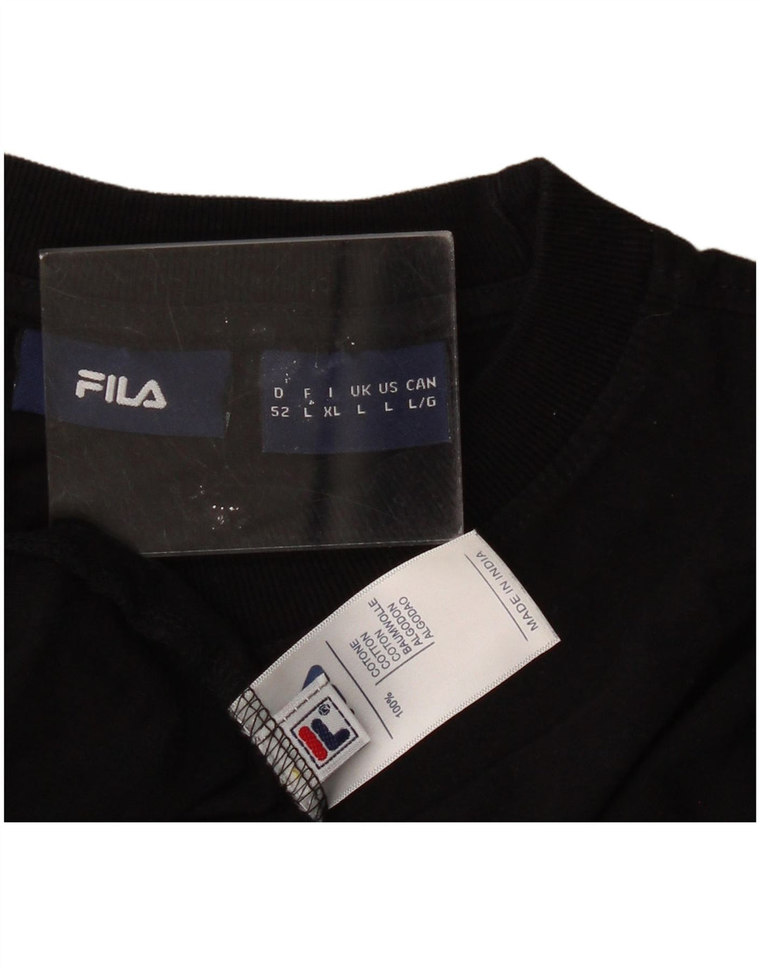 FILA Mens Graphic T-Shirt Top Large Black Cotton