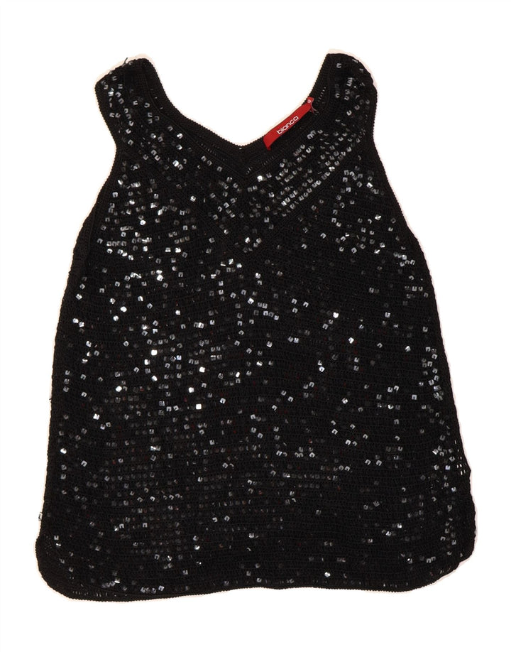 BIANCA Womens Vest Top IT 40 Small Black Viscose Vintage Bianca and Second-Hand Bianca from Messina Hembry 