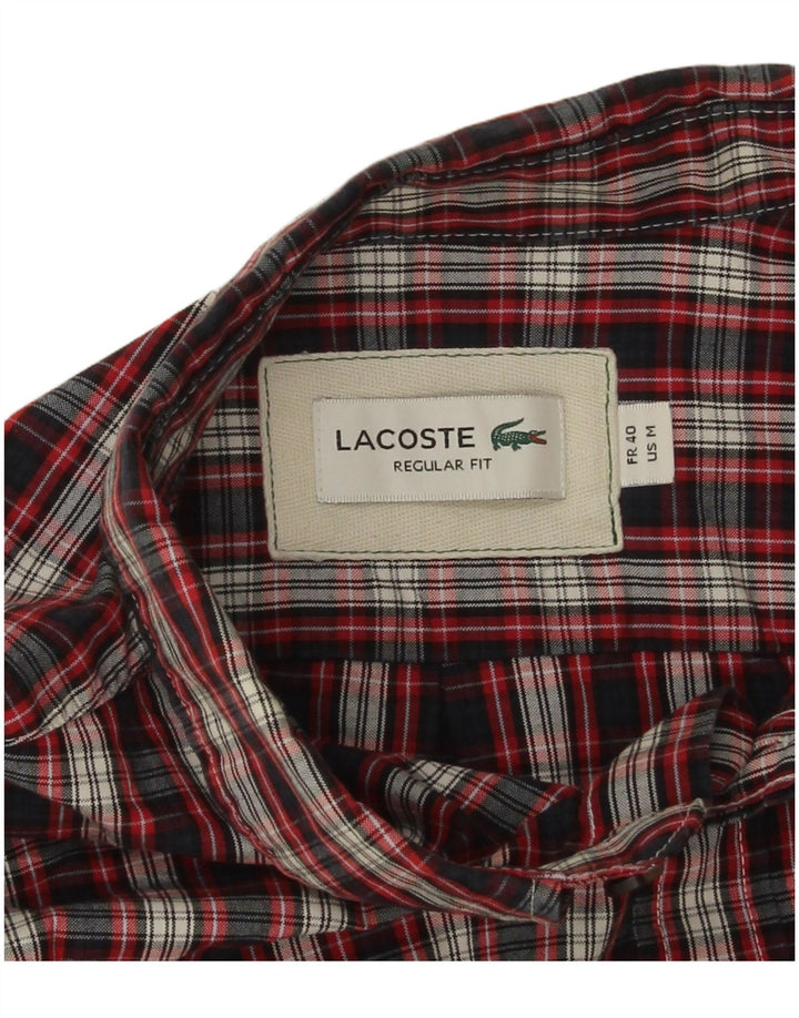 Мужская фланелевая рубашка стандартного кроя Lacoste, размер 40, средний красный цвет в клетку, хлопок