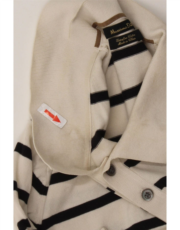 Мужская рубашка-поло Massimo Dutti, хлопок, белая полоска среднего размера