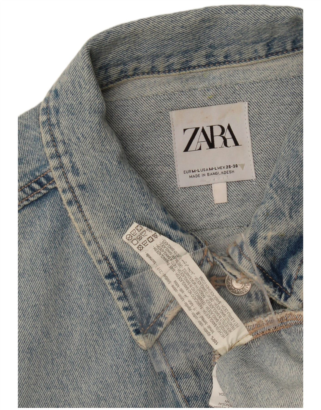 Женская джинсовая куртка оверсайз Zara UK 14, средний синий хлопок