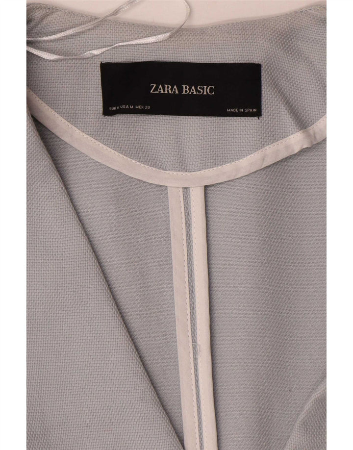 Женский удлиненный пиджак Zara на 1 пуговице, Великобритания 14, средний синий хлопок