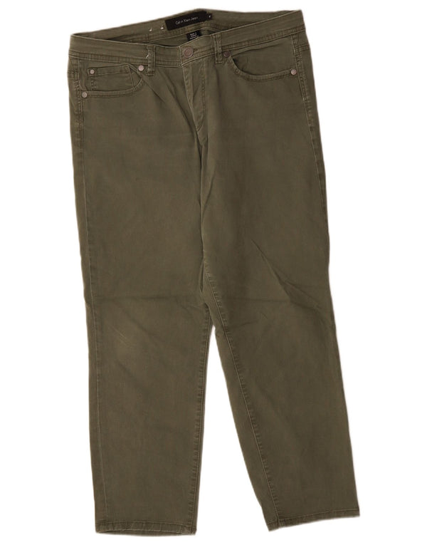 CALVIN KLEIN Женские прямые укороченные брюки США 12, большие W32 L25, хаки