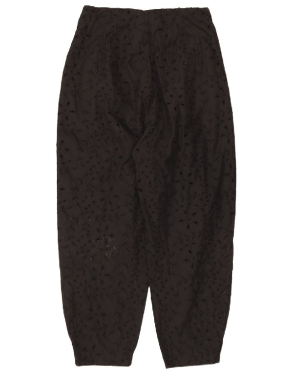 Женские укороченные брюки с высокой талией Zara UK 10, маленькие W26 L24, черные с цветочным принтом