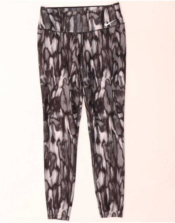 Женские леггинсы Nike Dri Fit UK 14, средний серый цвет с животным принтом