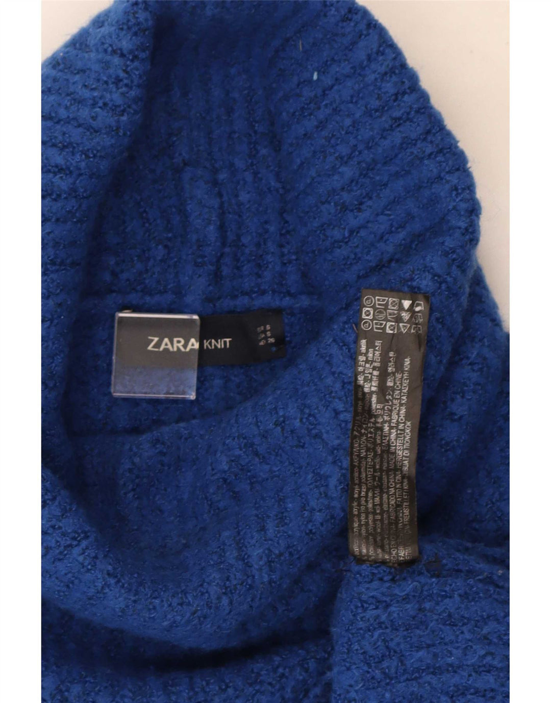 Женский свободный джемпер с высоким воротником Zara UK 10, маленький синий акрил